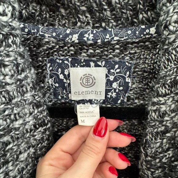 Element Black and Gray Cowl Neck Sweater with Wavy Stripes - Picture 4 of 4